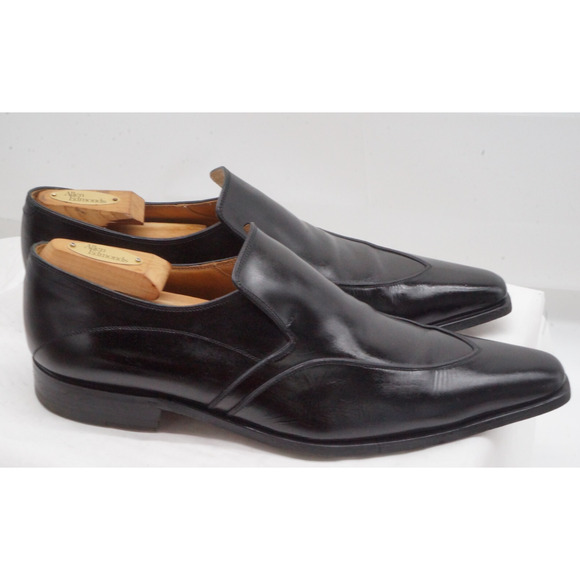 Battaglia Men’s US 9 EUR 42 Black Italian Leather Square Toe Slip On Dress Shoes main image 7